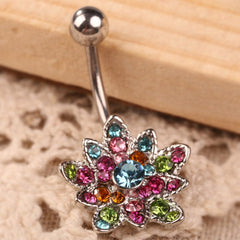 Women Belly Crystal Lotus Piercing
