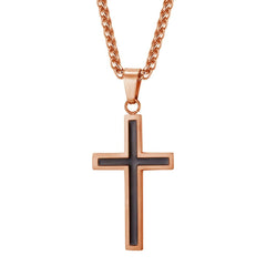Enamel Cross Design Steel Men's Pendant Necklace