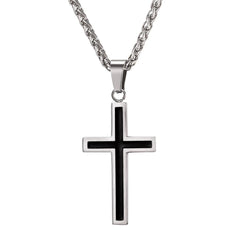 Enamel Cross Design Steel Men's Pendant Necklace