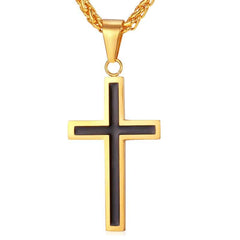 Enamel Cross Design Steel Men's Pendant Necklace