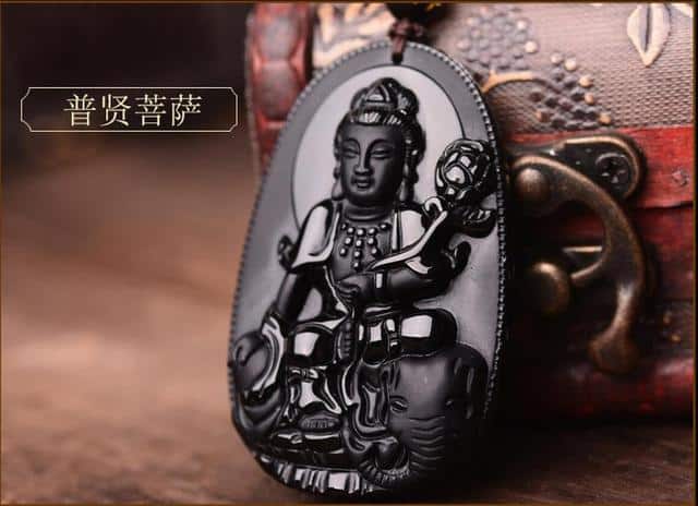 Black Obsidian Carved Buddha Pendant Necklace