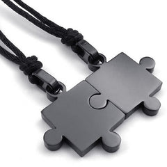 2 Pcs Puzzle Style Couple Pendants