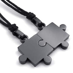 2 Pcs Puzzle Style Couple Pendants
