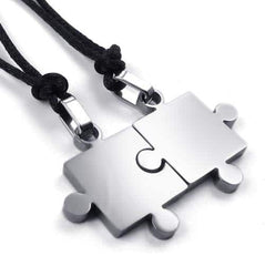 2 Pcs Puzzle Style Couple Pendants