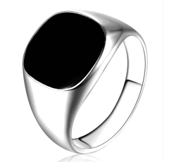 Classic Black Enamel Ring