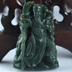 Carved Jade Guan Gong Pendant Amulet