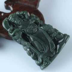 Carved Jade Guan Gong Pendant Amulet