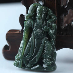 Carved Jade Guan Gong Pendant Amulet