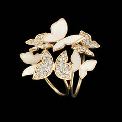 Butterflies and Flowers Crystal Scarf Brooch