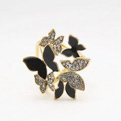 Butterflies and Flowers Crystal Scarf Brooch