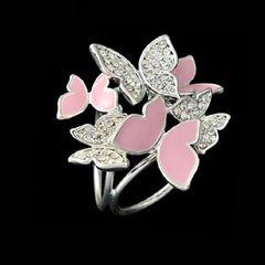 Butterflies and Flowers Crystal Scarf Brooch