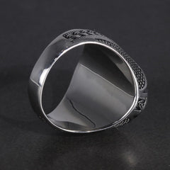 Men's Pure 925 Sterling Silver Ring with Red Stone