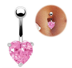 Crystal Heart Belly Ring