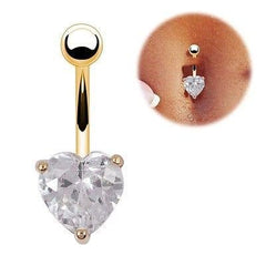 Crystal Heart Belly Ring