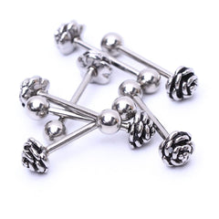 Steel Rose Tongue Ring