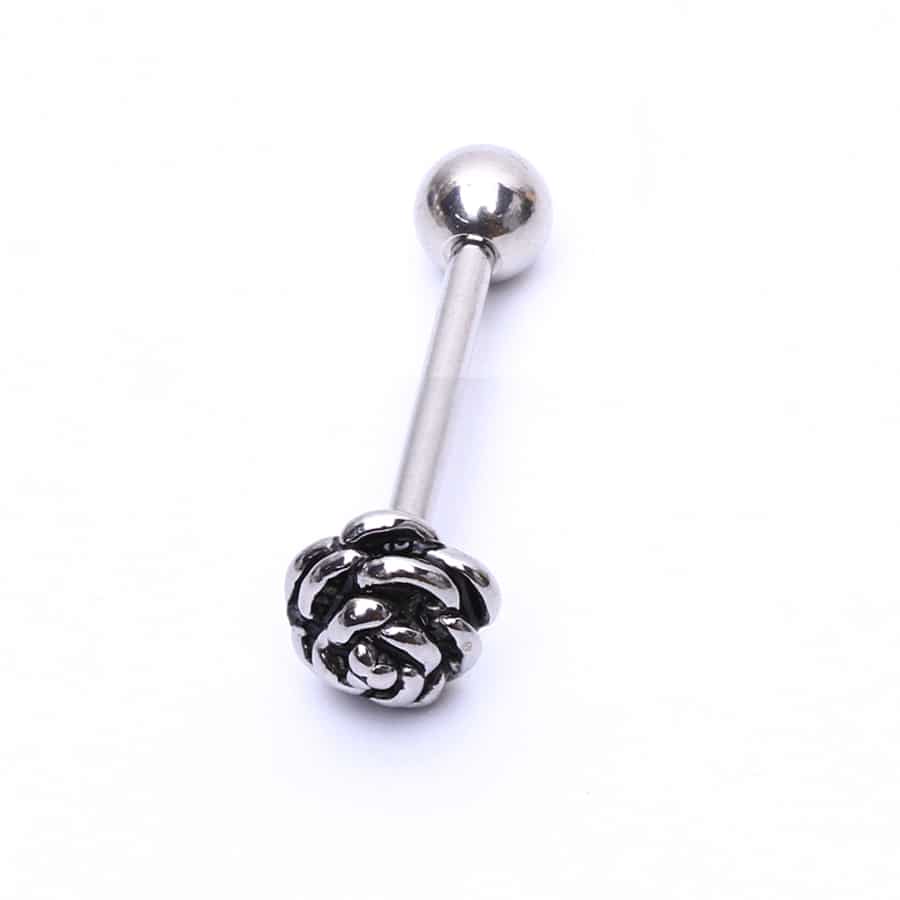 Steel Rose Tongue Ring