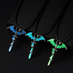 Fluorescent Vintage Luminous Dragon Silhouette Necklace