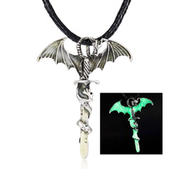Fluorescent Vintage Luminous Dragon Silhouette Necklace