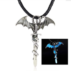 Fluorescent Vintage Luminous Dragon Silhouette Necklace