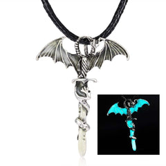 Fluorescent Vintage Luminous Dragon Silhouette Necklace