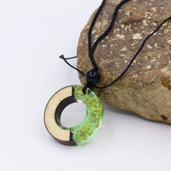 Men's Natural Resin and Wood Necklace