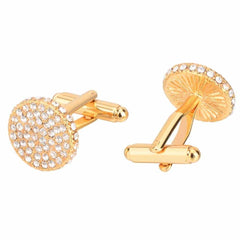 Men's Round Crystal Patterned Cuff Links