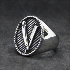 Men's Razor Decorated Ring