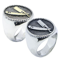 Men's Razor Decorated Ring