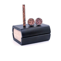 Men's Vintage Wooden Cufflinks and Tie Clip