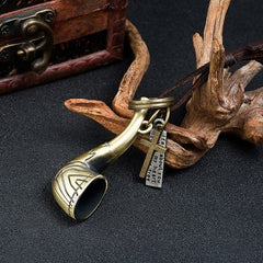 Men's Fashion Long Leather Pendant Necklace
