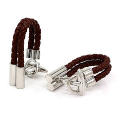 Men's Large Leather Cufflinks