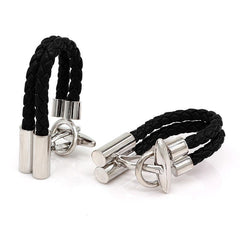 Men's Large Leather Cufflinks