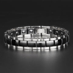 Men's Polished Titanium Steel and Ceramic Bracelet