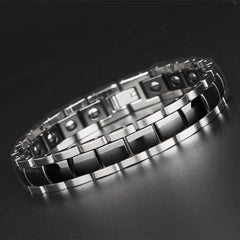 Men's Polished Titanium Steel and Ceramic Bracelet