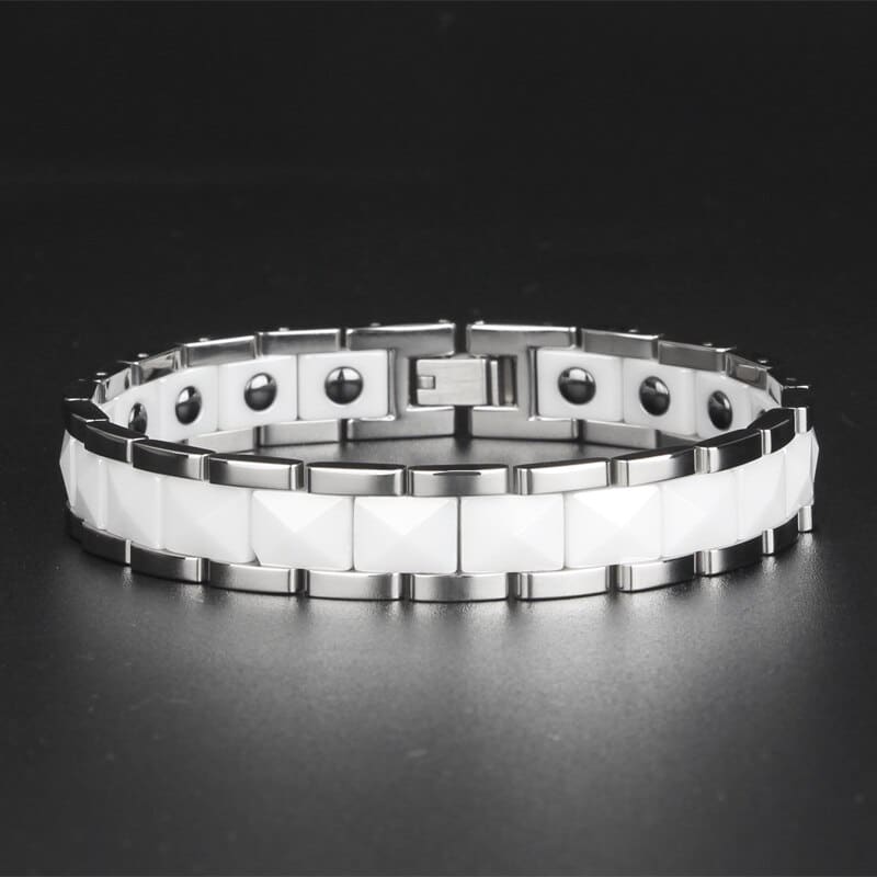 Men's Polished Titanium Steel and Ceramic Bracelet