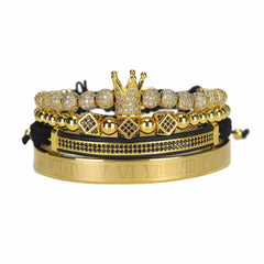 Men's King Beaded Bracelet 4 Pcs Set