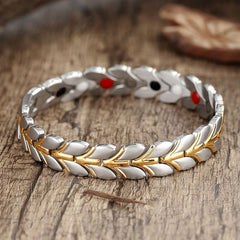 Men's Silver Leaves Magnetic Bracelet