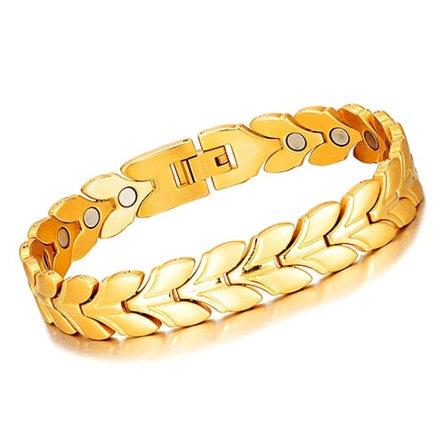 Men's Silver Leaves Magnetic Bracelet