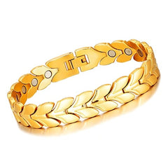 Men's Silver Leaves Magnetic Bracelet