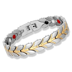 Men's Silver Leaves Magnetic Bracelet