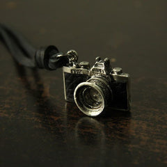 Leather Necklace for Men with Camera Shaped Pendant