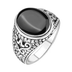 Men's Silver Vintage Enamel Ring
