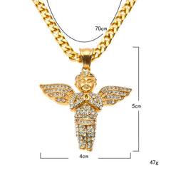 Men's Hip Hop Angel Shaped Pendant Necklaces