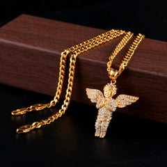 Men's Hip Hop Angel Shaped Pendant Necklaces