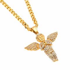 Men's Hip Hop Angel Shaped Pendant Necklaces