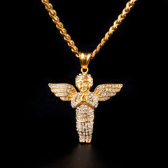 Men's Hip Hop Angel Shaped Pendant Necklaces