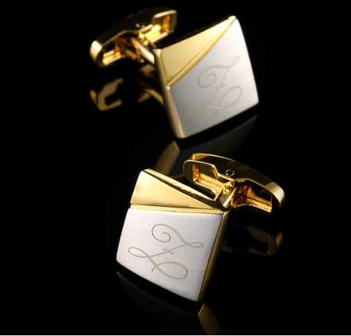 Personalized Engraved Gold and Silver Cufflinks