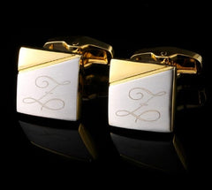 Personalized Engraved Gold and Silver Cufflinks