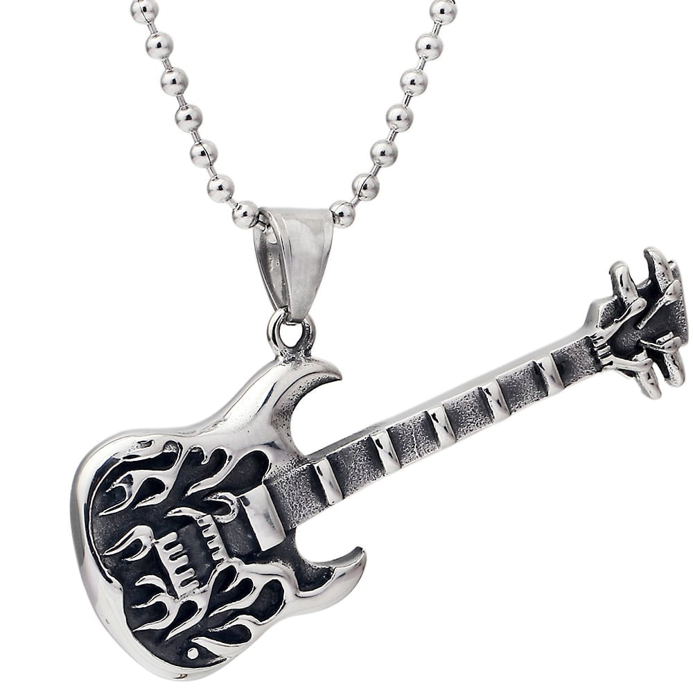 Men's Metal Guitar Pendant Necklace