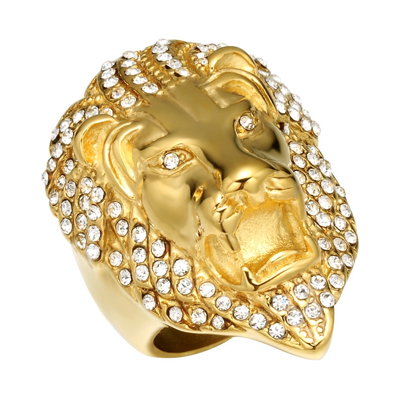 Men's Iced Out Lion Head Shaped Rings